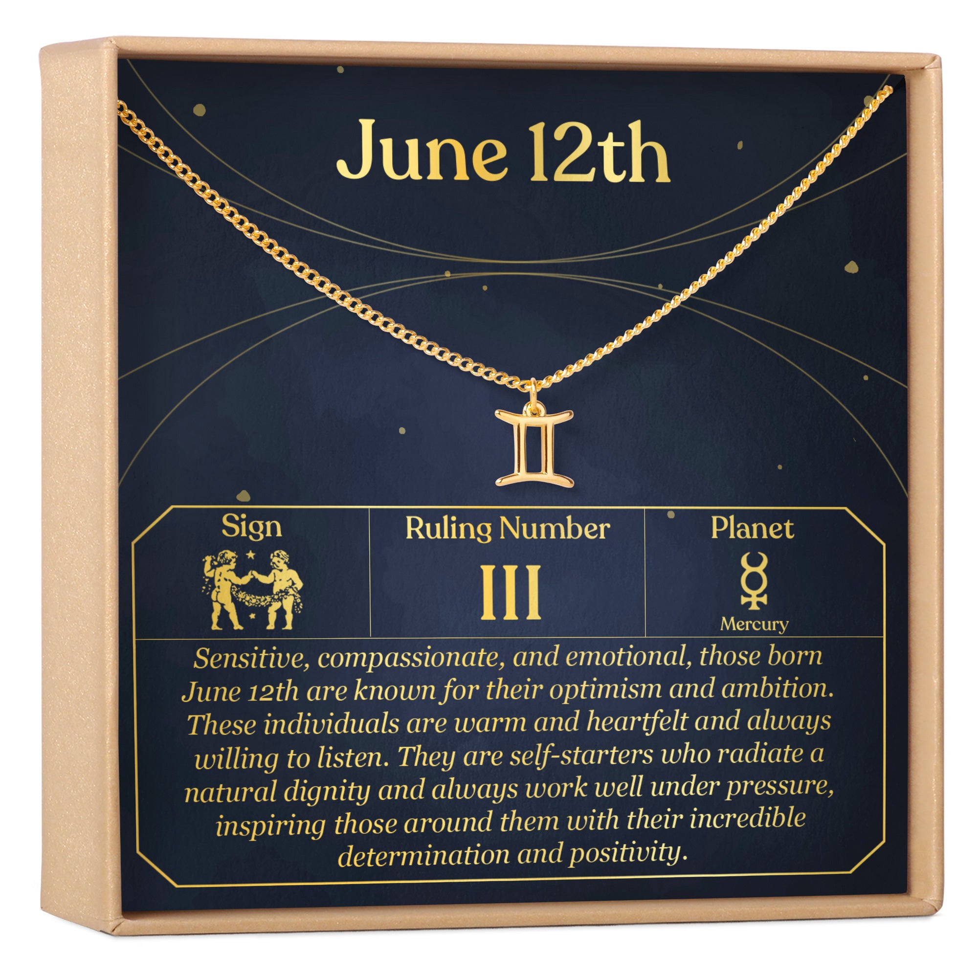 June 12th Necklace Present for Birthday, Celebration, Gift for Her, Gemini - Dear Ava